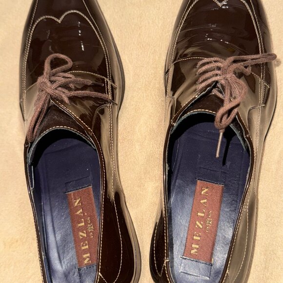 BROWN PATENT LEATHER MEZLIN SHOES SIZE 12M - Picture 5 of 5